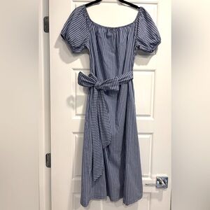 Zara Off The Shoulder Midi Dress Womens Medium Bloggers Favorite Cotton Blend